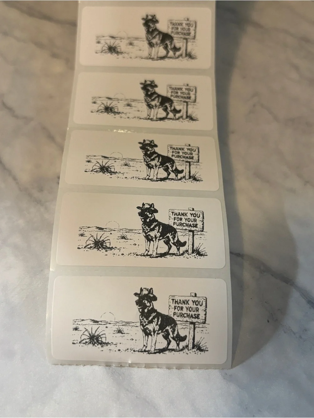 200 German Shepherd Western Cowboy Thank You Stickers 2x1 Shipping Labels Pack